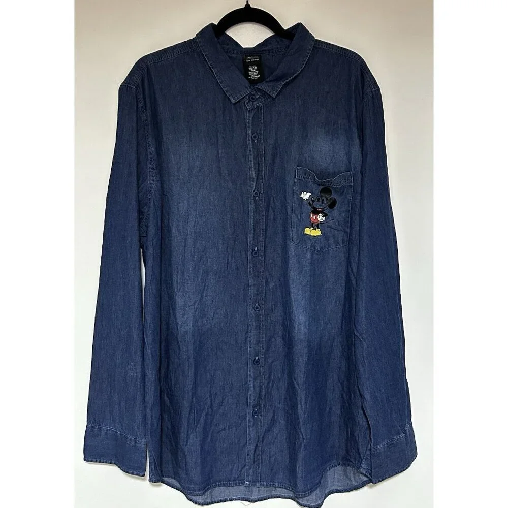 Mickey Mouse and Pluto Men’s Chambray Shirt for by Our Universe size XXL NWT